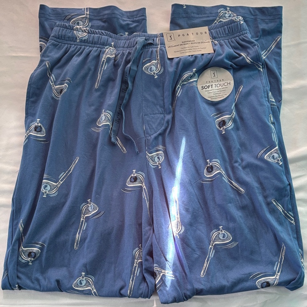 PGA Tour Blue Golf-Print Sleep Pants